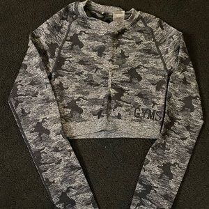 Gymshark black and grey camo seamless crop top